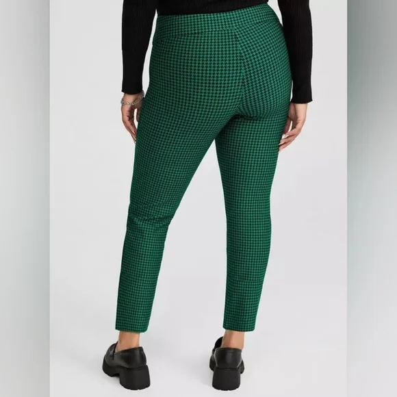 Torrid Ultramarine Green Pencil Skinny Studio Luxe Stellar Houndstooth Pant 1X - Picture 3 of 5